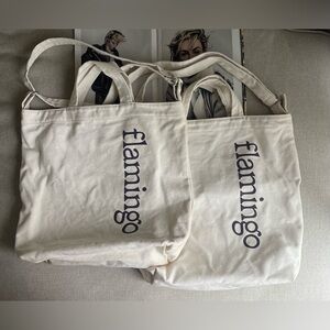 Baggu Canvas Duck Bag Flamingo Edition In Ivory/Cream